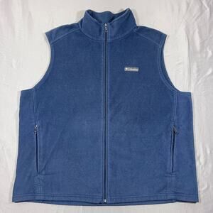 Columbia Steens Mountain Fleece Vest Mens 3X Blue Mock Neck Full Zip Winter